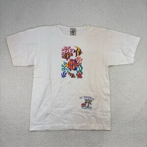 Vtg 90s Tropical Fish TShirt Single Stitch Alore OS USA Virgin Islands St Thomas